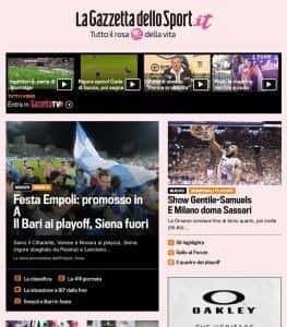 Prima pagina Gazzetta Sport